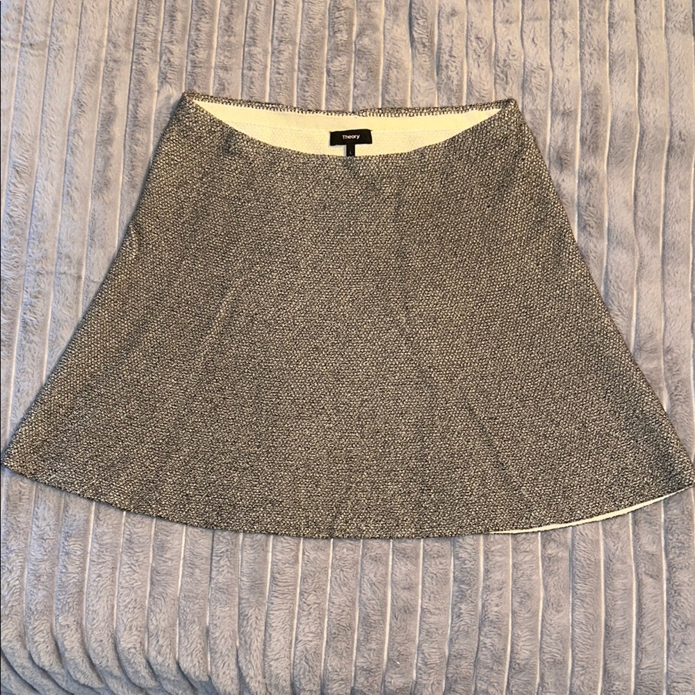 Theory Black and White A-Line short mini Skirt elastic waist